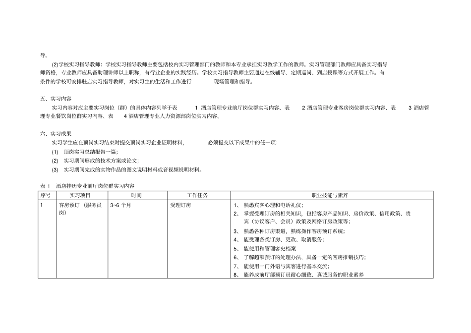 职业院校酒店管理专业顶岗实习标准_第3页
