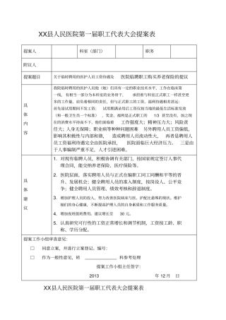 职代会提案表