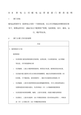 职位说明书供电公司配电运营部部门