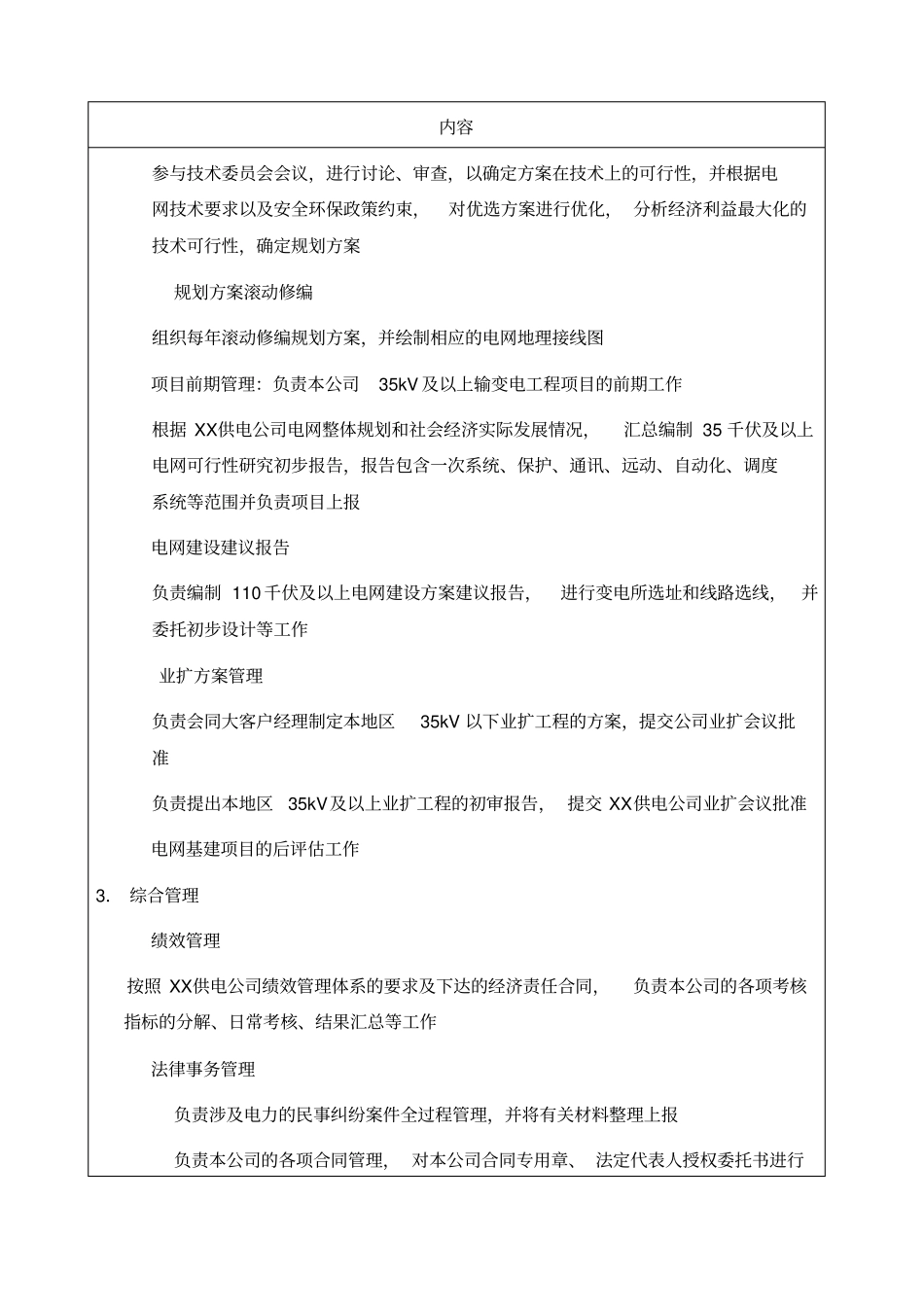 职位说明书供电公司策划部部门_第2页