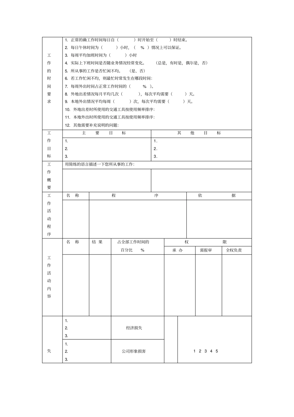 职务工作自我描述表_第2页