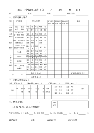 职员工定期考核表