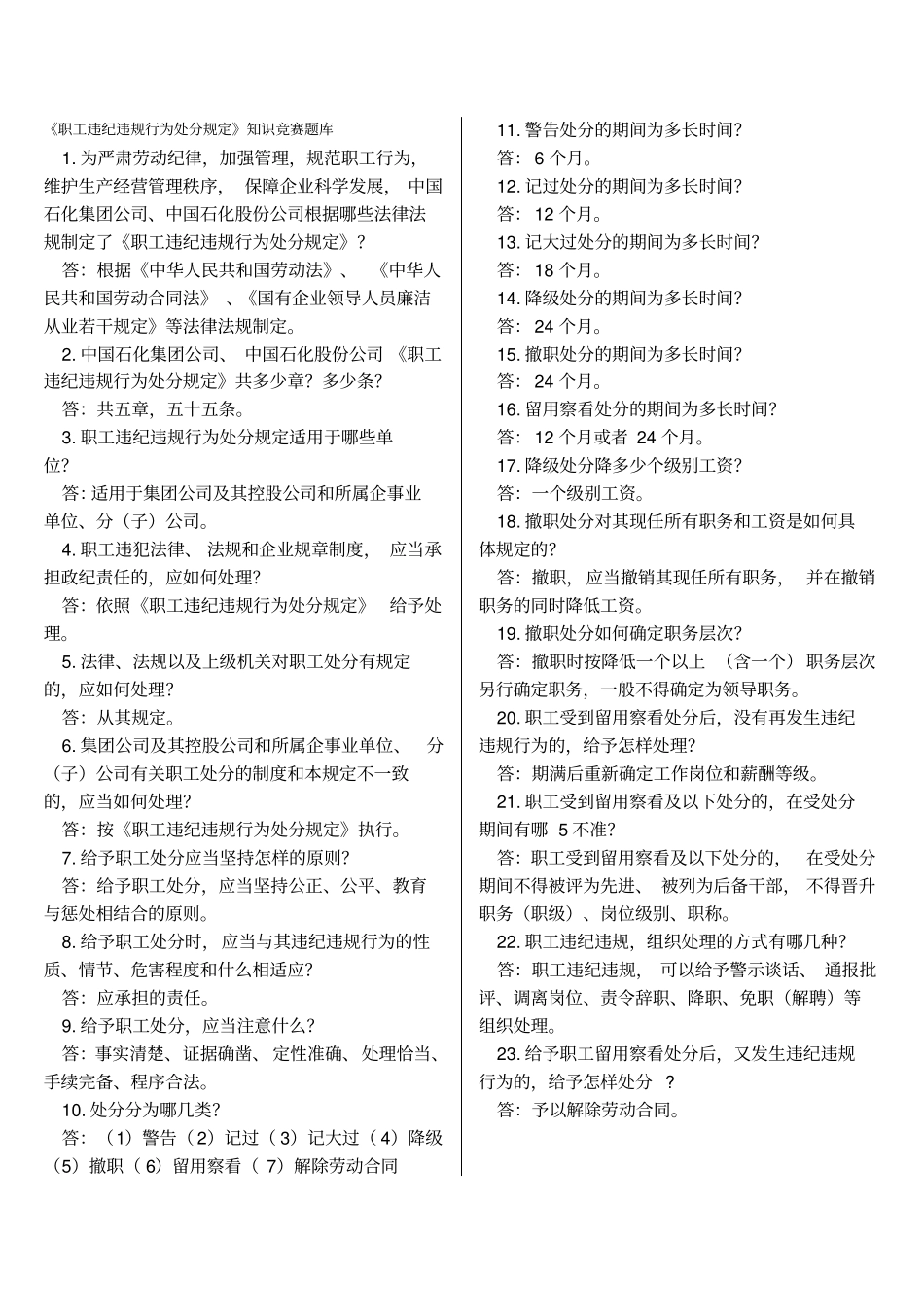 职工违纪违规行为处分规定_第1页