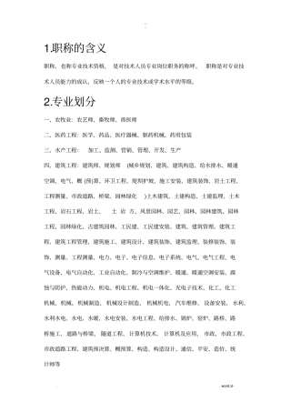 职称专业分类表