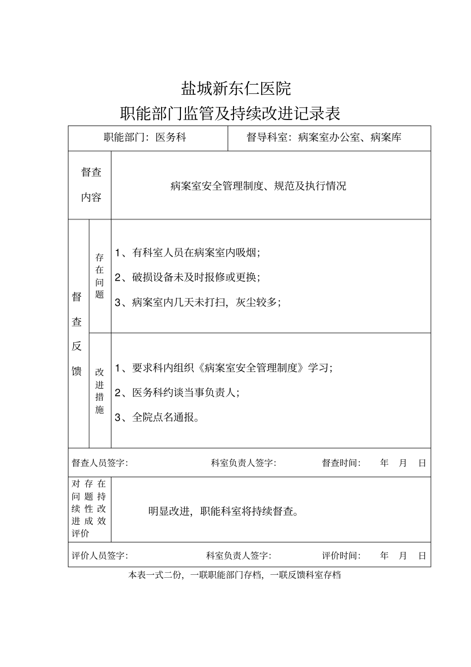 职能部门监管及持续改进记录表423_第2页