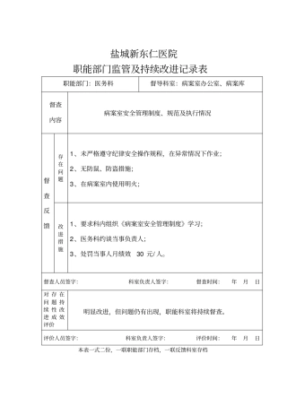 职能部门监管及持续改进记录表423