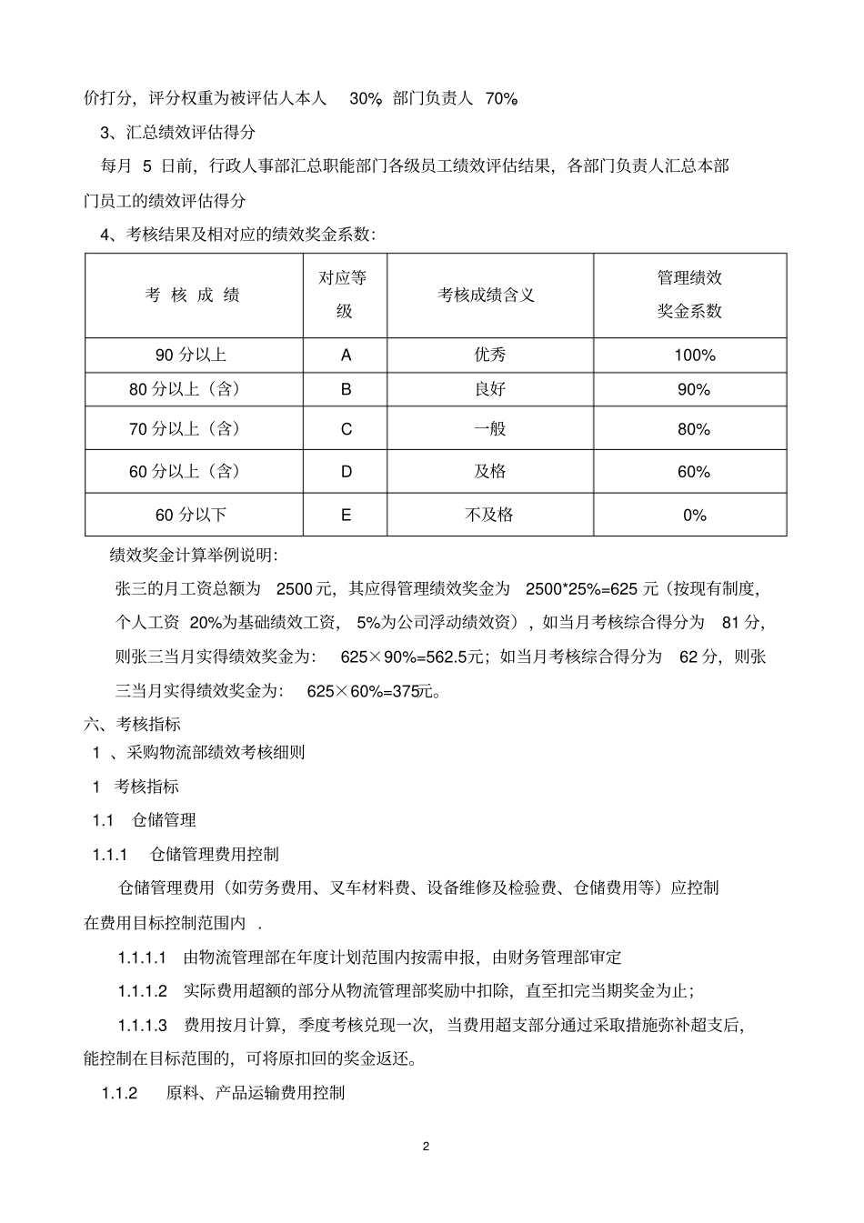 职能部门绩效考核方案_第2页