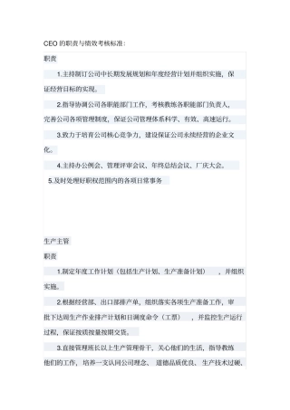 职责与绩效考核标准