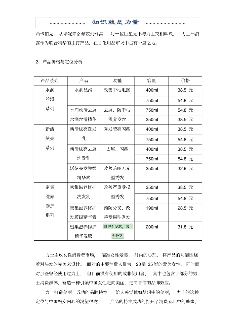 联合利华产品价格与产品定位分析_第2页