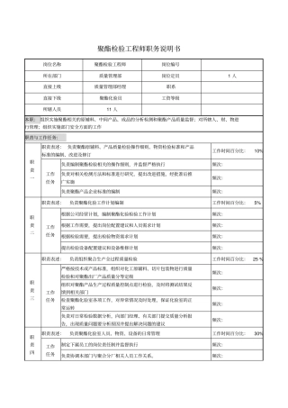 聚酯检验工程师职务说明书