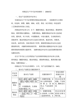肉制品生产许可证审查细则2006版