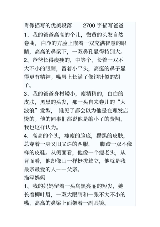 肖像描写的优美段落