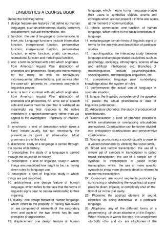 胡壮麟语言学教程名词解释