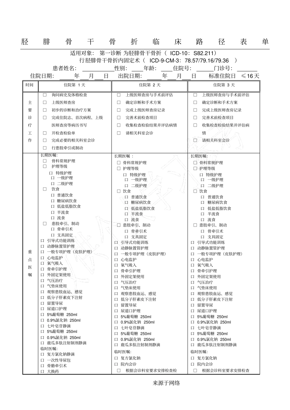 胫腓骨骨折临床路径2改_第1页