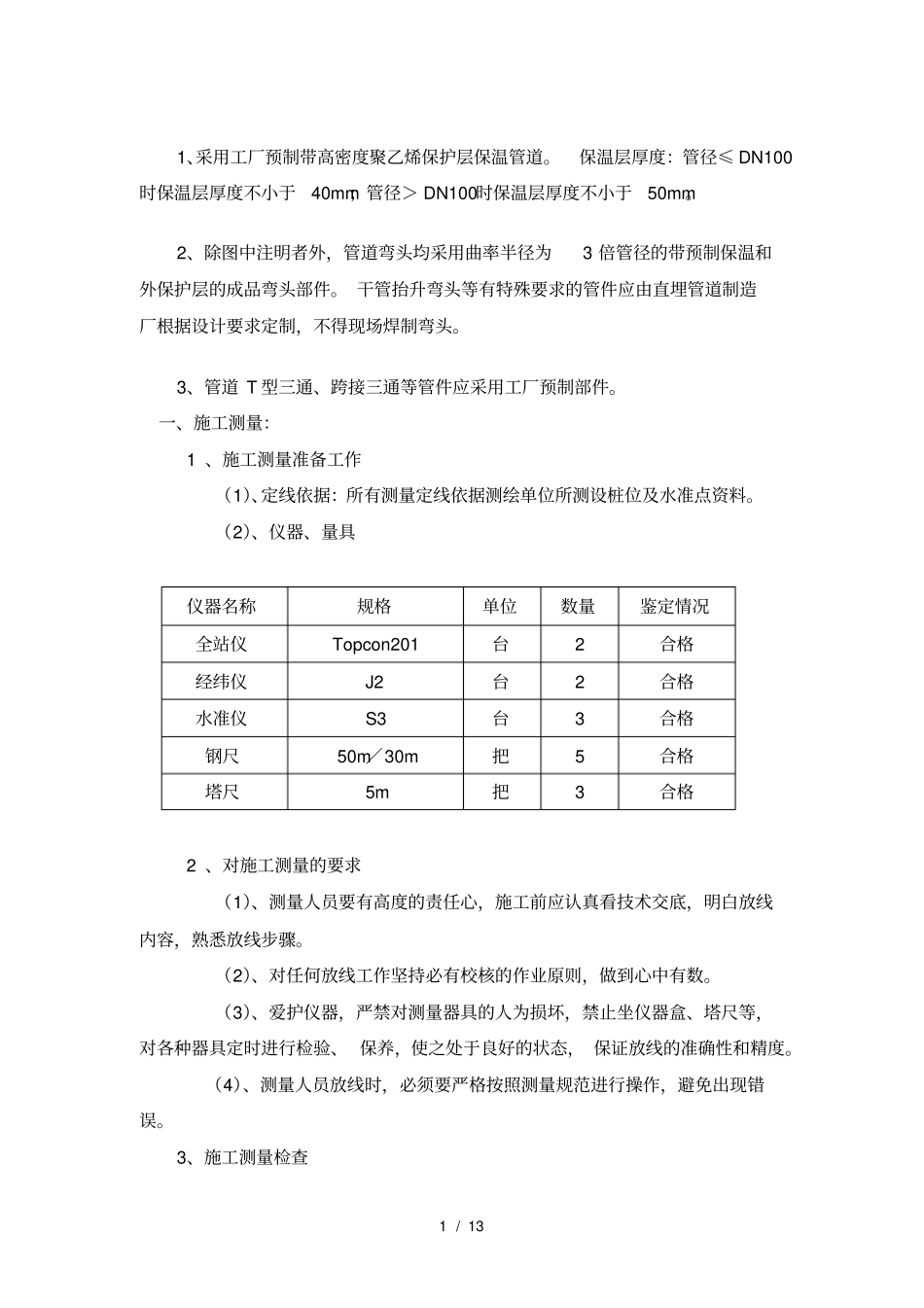 能源站房室外供热直埋管道施工方案_第1页
