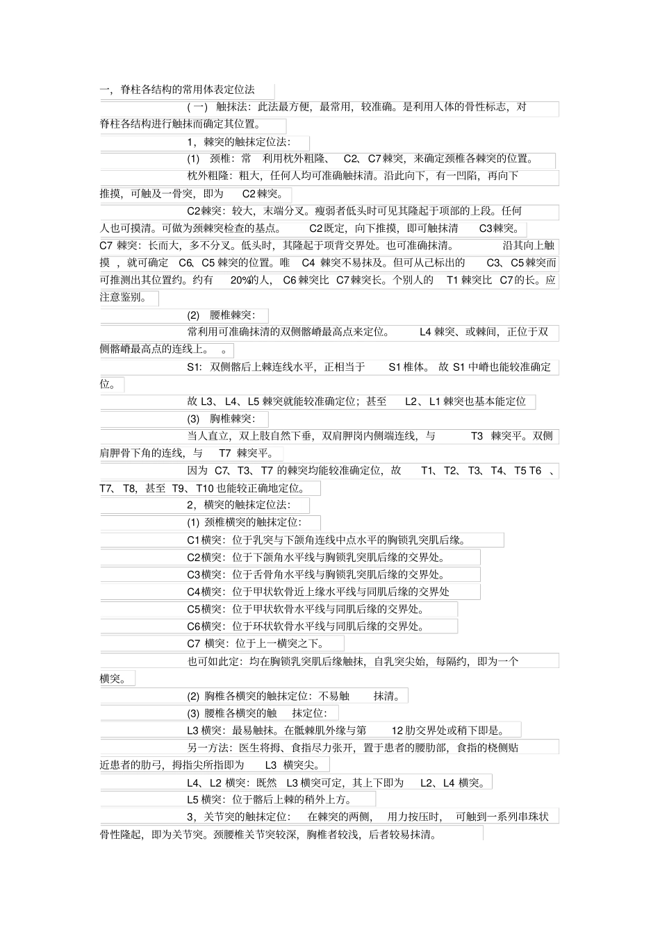 脊柱各结构的常用体表定位法_第1页