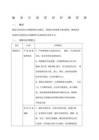 脑室引流管的护理常规