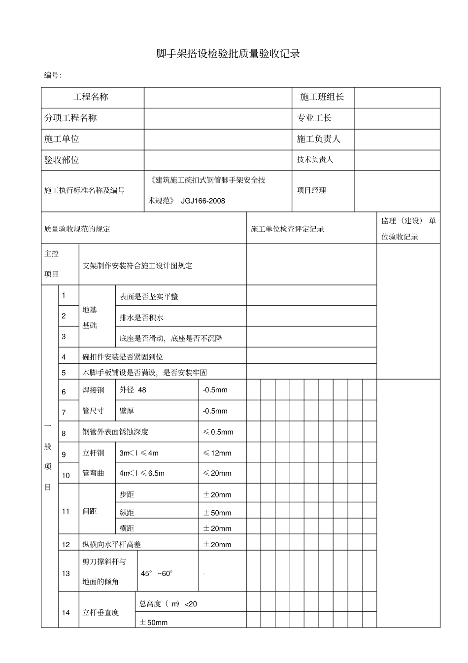 脚手架检验批质量验收记录_第1页