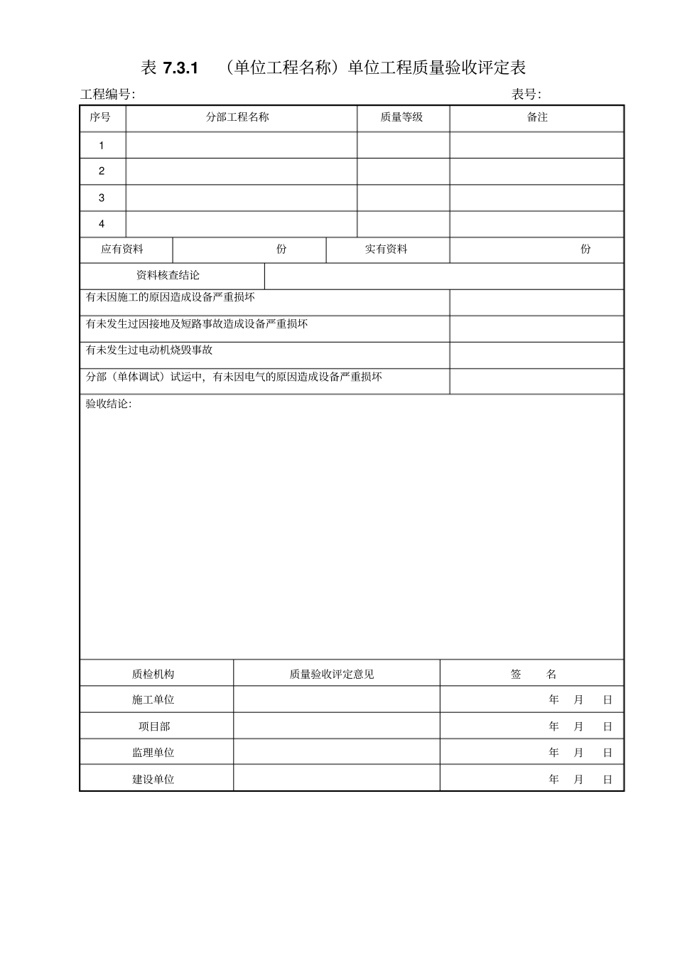 脱硫5417-2009电气工程质量验收及评定记录表格全套分析_第1页