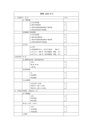 腰椎JOA评分表格