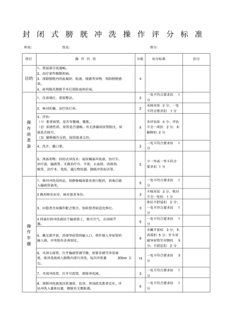 膀胱冲洗评分标准