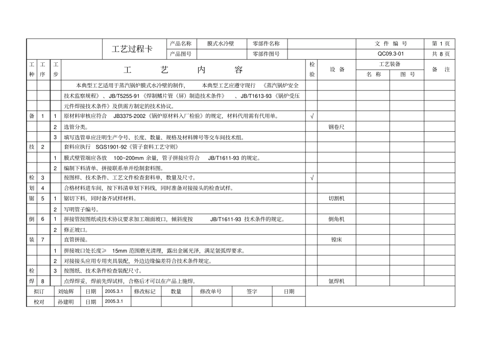 膜式水冷壁典型工艺_第1页