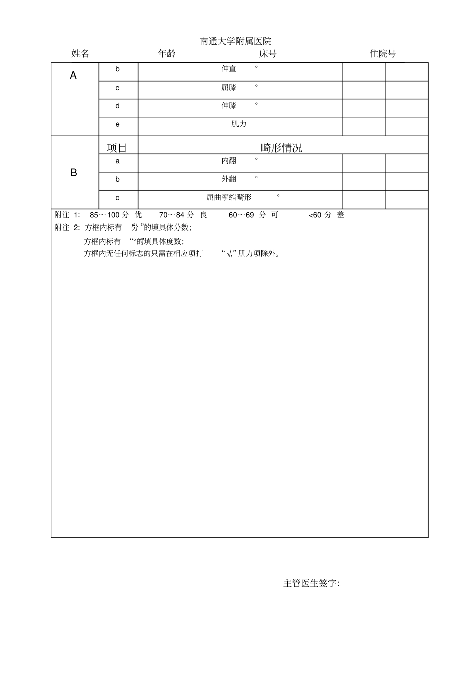 膝关节手术患者评分表KSS_第3页