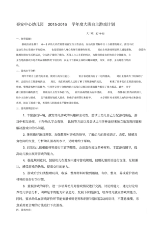 自主游戏计划总结