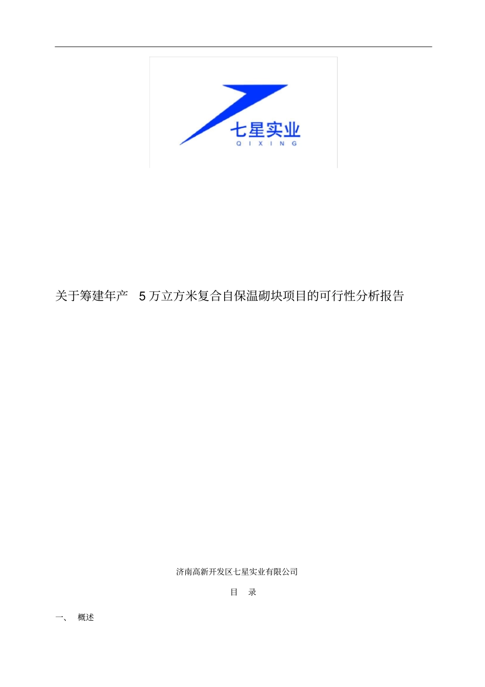 自保温砌块可行性分析报告_第1页