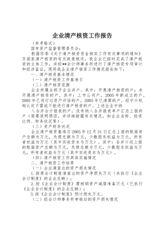 企业清产核资工作报告