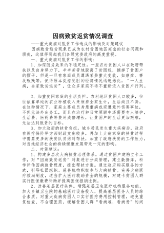 因病致贫返贫情况调查