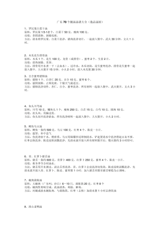 广东70个靓汤汤谱大全(逸品汤厨)