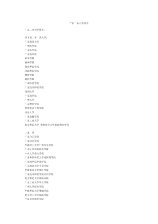 广东二本大学排名