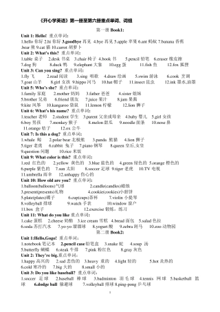 广东版小学开心英语单词、词组
