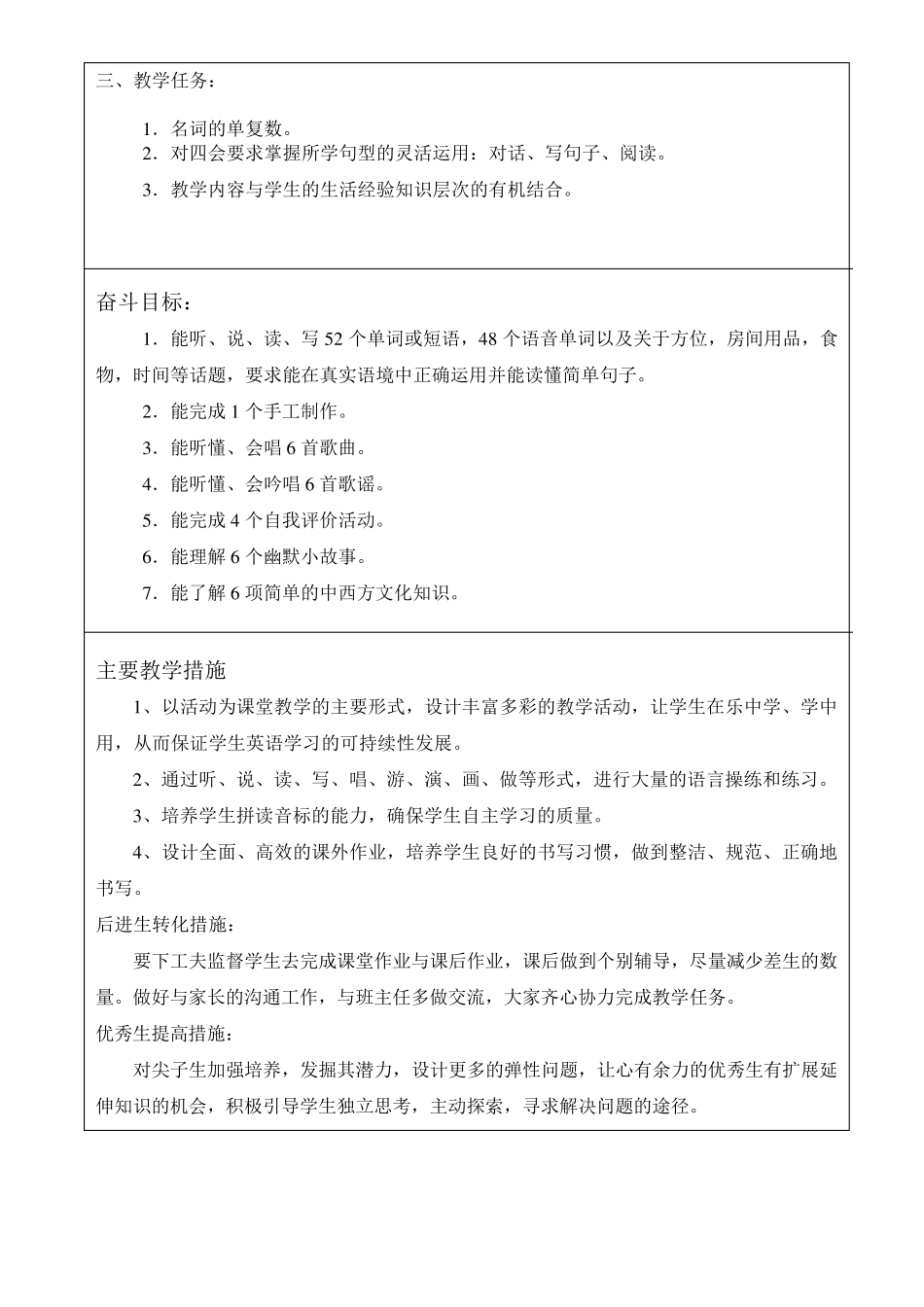 广东版英语三年级下册教学计划_第2页