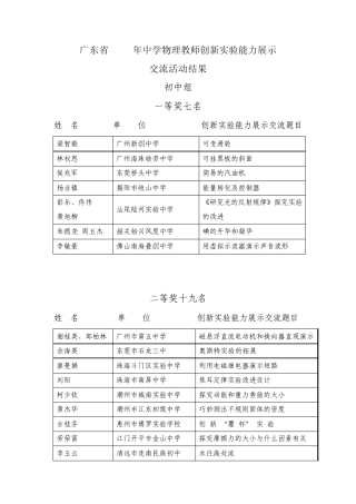 广东省2009年中学物理教师创新实验能力展示