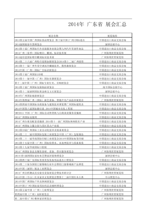 广东省2014年全年展览,2014年广东展会,2014广东展会日程安排,2014广东展会汇总(所有展馆)更新到1月9日