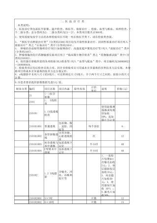 广东省医疗收费项目《二、医技诊疗类》