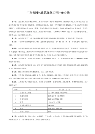 广东省园林建筑绿化工程计价办法