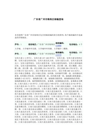 广东省广州市海珠区邮编查询