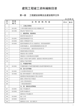 广东省建筑资料编制目录