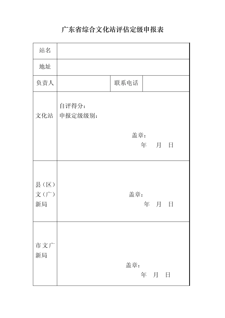 广东省综合文化站评估定级量化标准自评分表_第1页