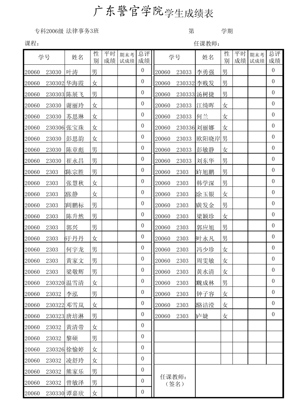 广东警官学院学生成绩表_第3页