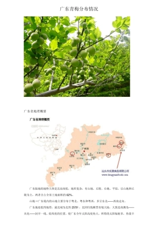广东青梅分布情况