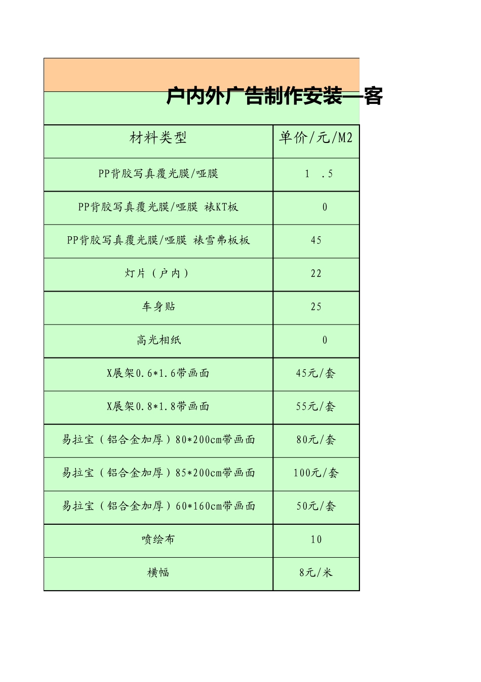 广告制作及废料回收客户报价单_第2页