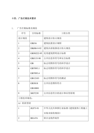 广告灯箱技术要求