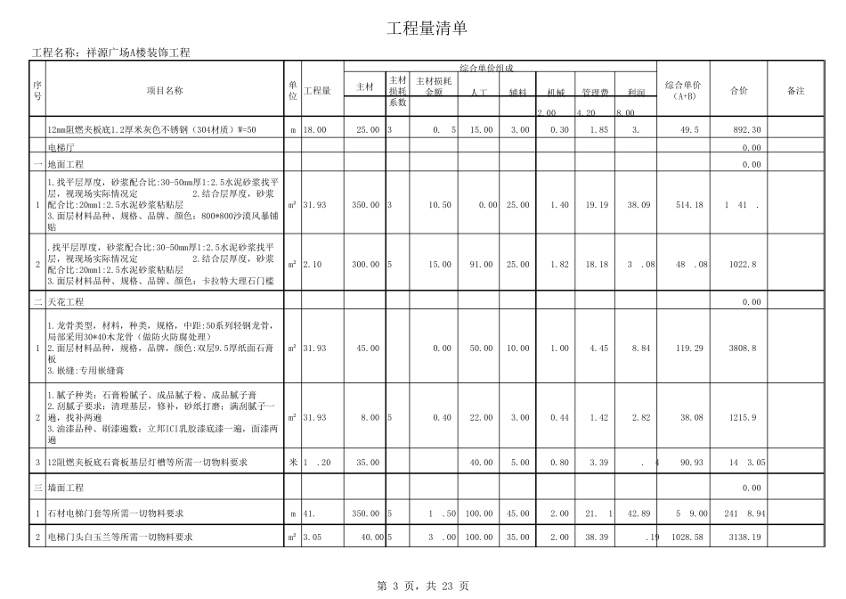 广场装修工程量清单报价_第3页