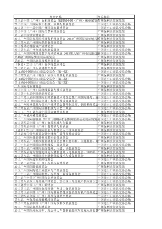 广州2013年全年展会排期