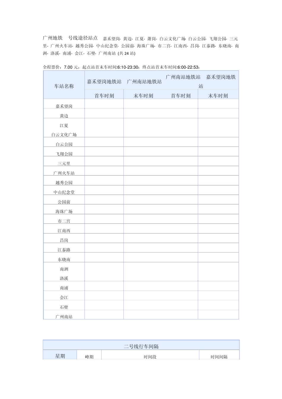 广州地铁线路及时刻表_第2页