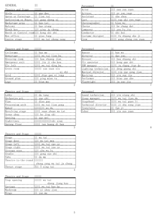 广州大剧院英中剧场常用词汇手册